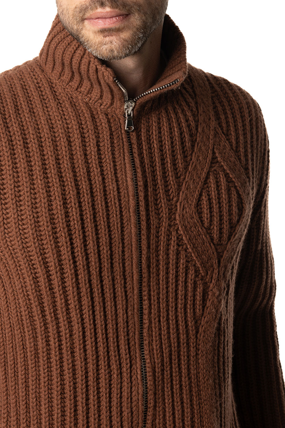 Blouson da uomo in cashmere marrone