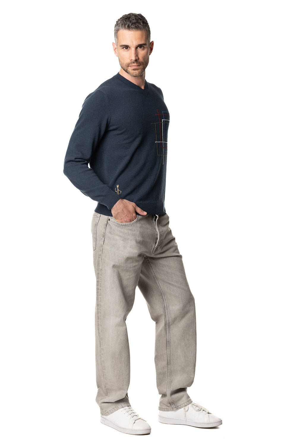 Maglione da uomo con scollo a V in cashmere