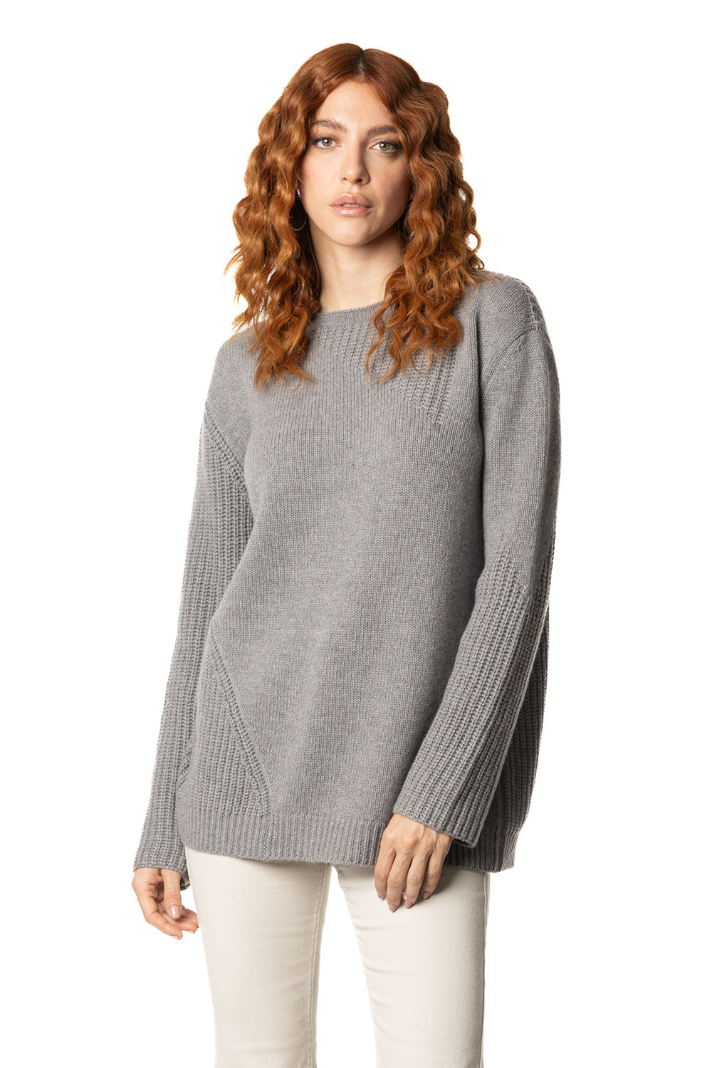 Girocollo da donna in cashmere grigio