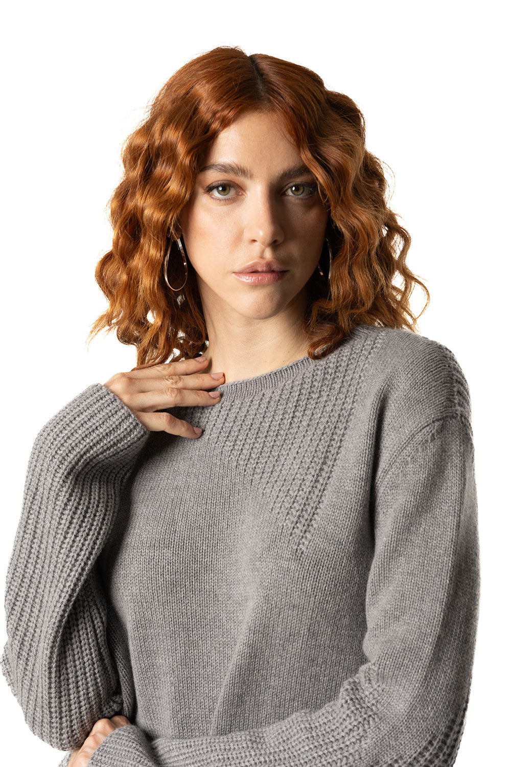 Girocollo da donna in cashmere grigio