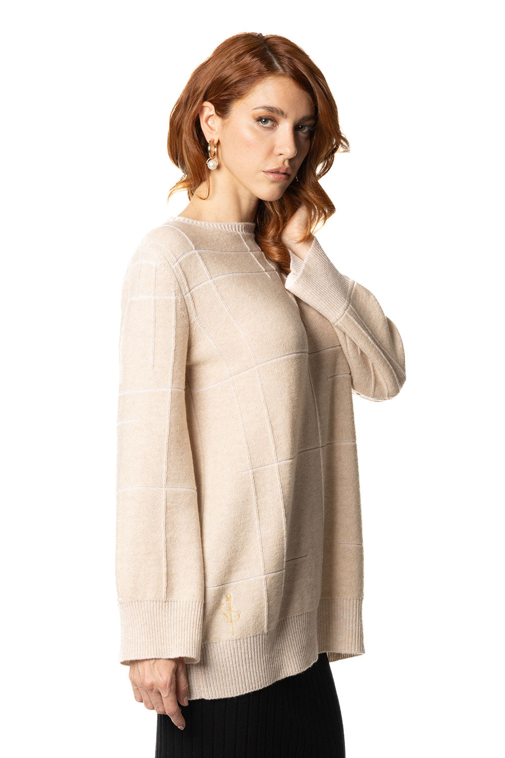 Off shoulder in cashmere beige