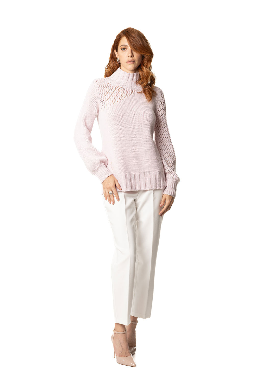 Dolcevita in cashmere da donna rosa