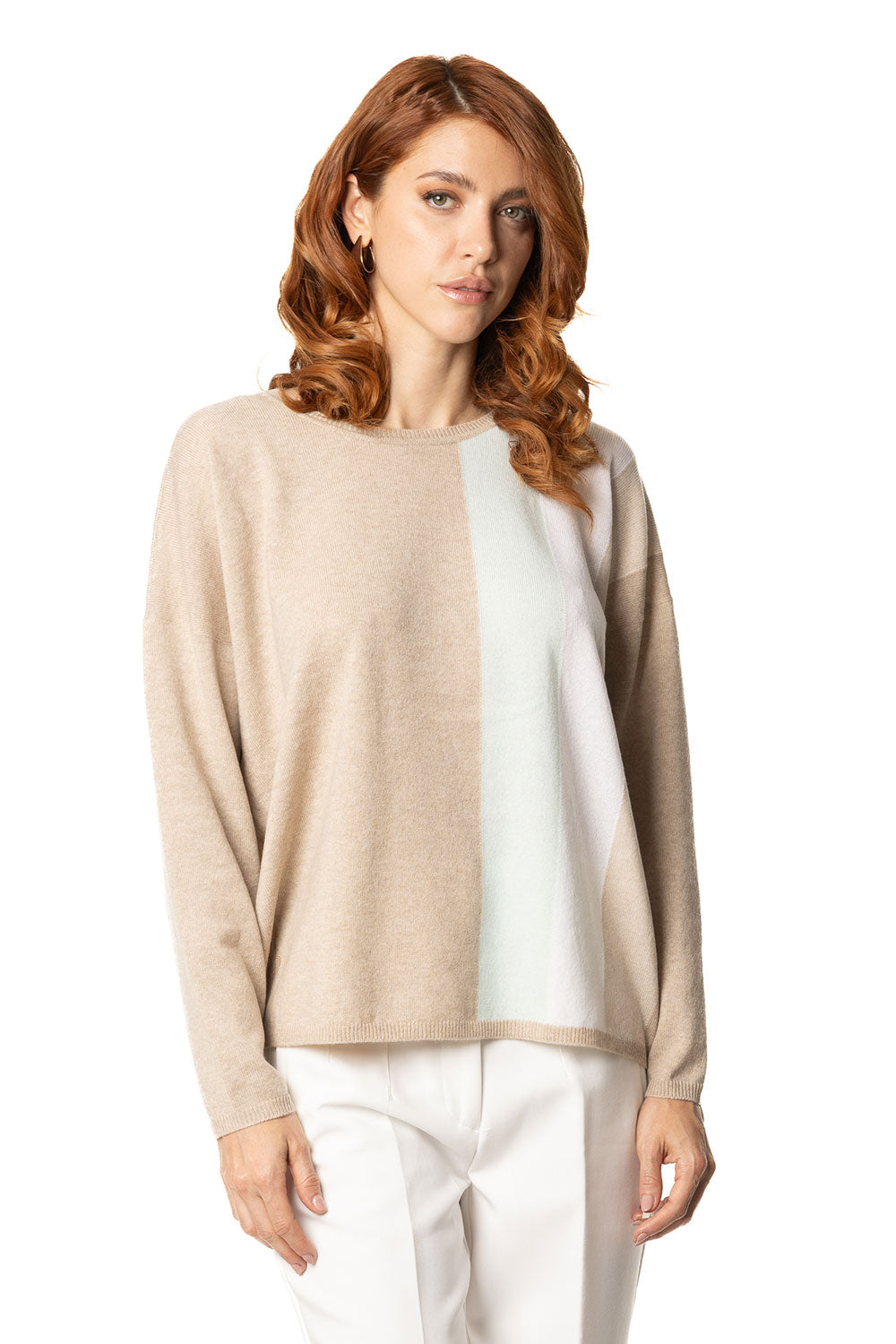 Girocollo in cashmere neutro