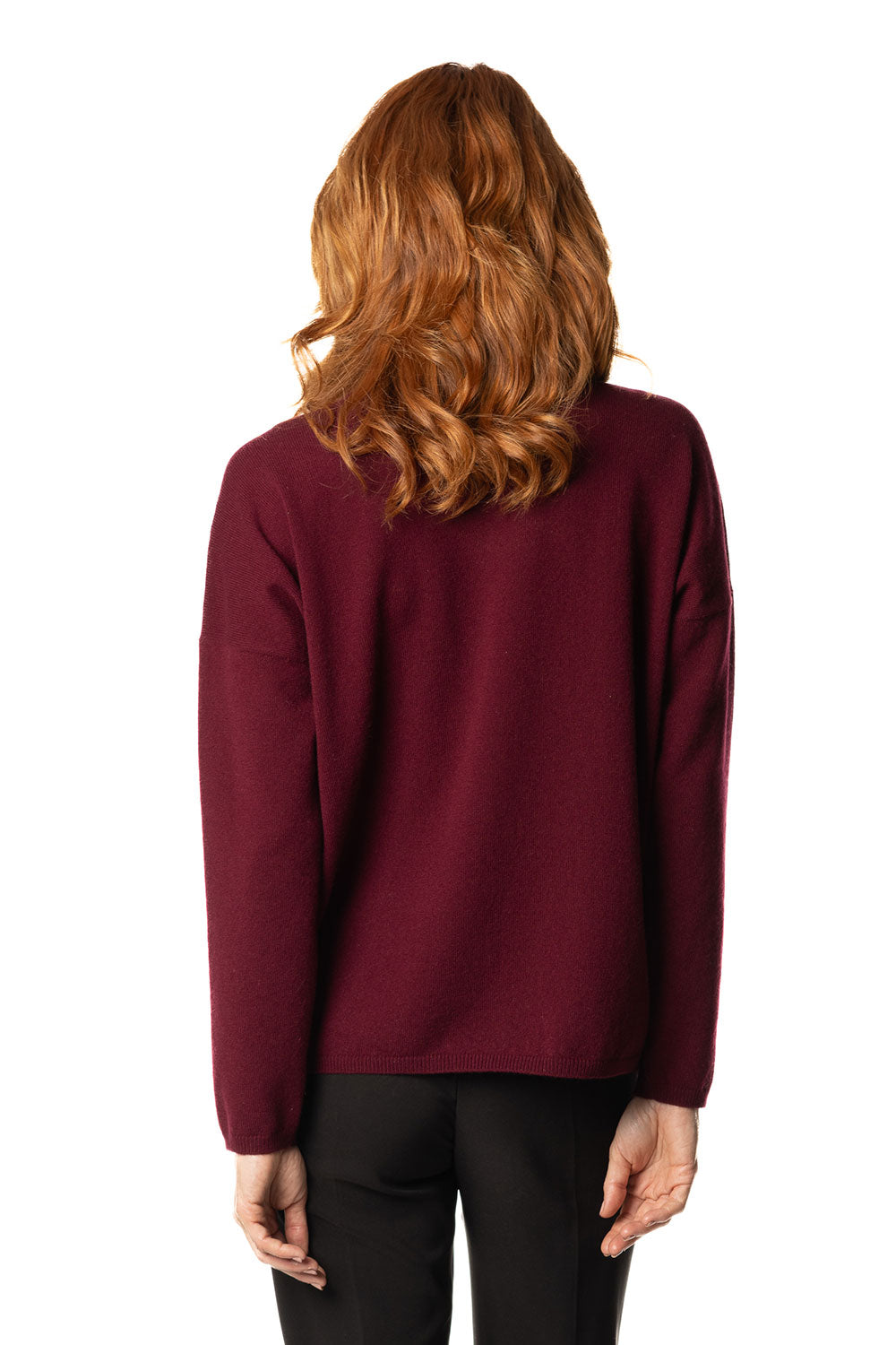 Dolcevita da donna in cashmere Merlot e Dahlia