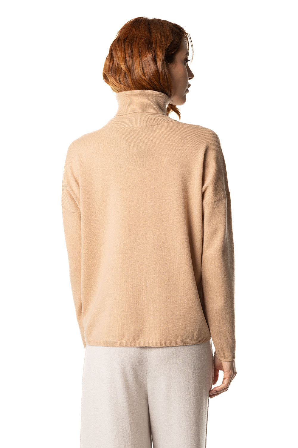 Dolcevita da donna in cashmere beige