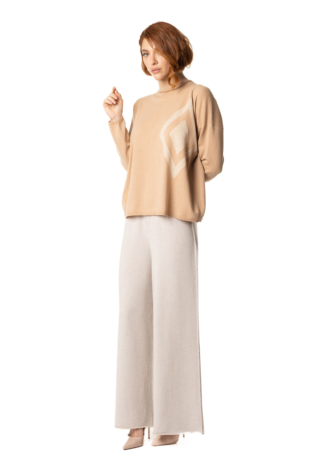 Dolcevita da donna in cashmere beige