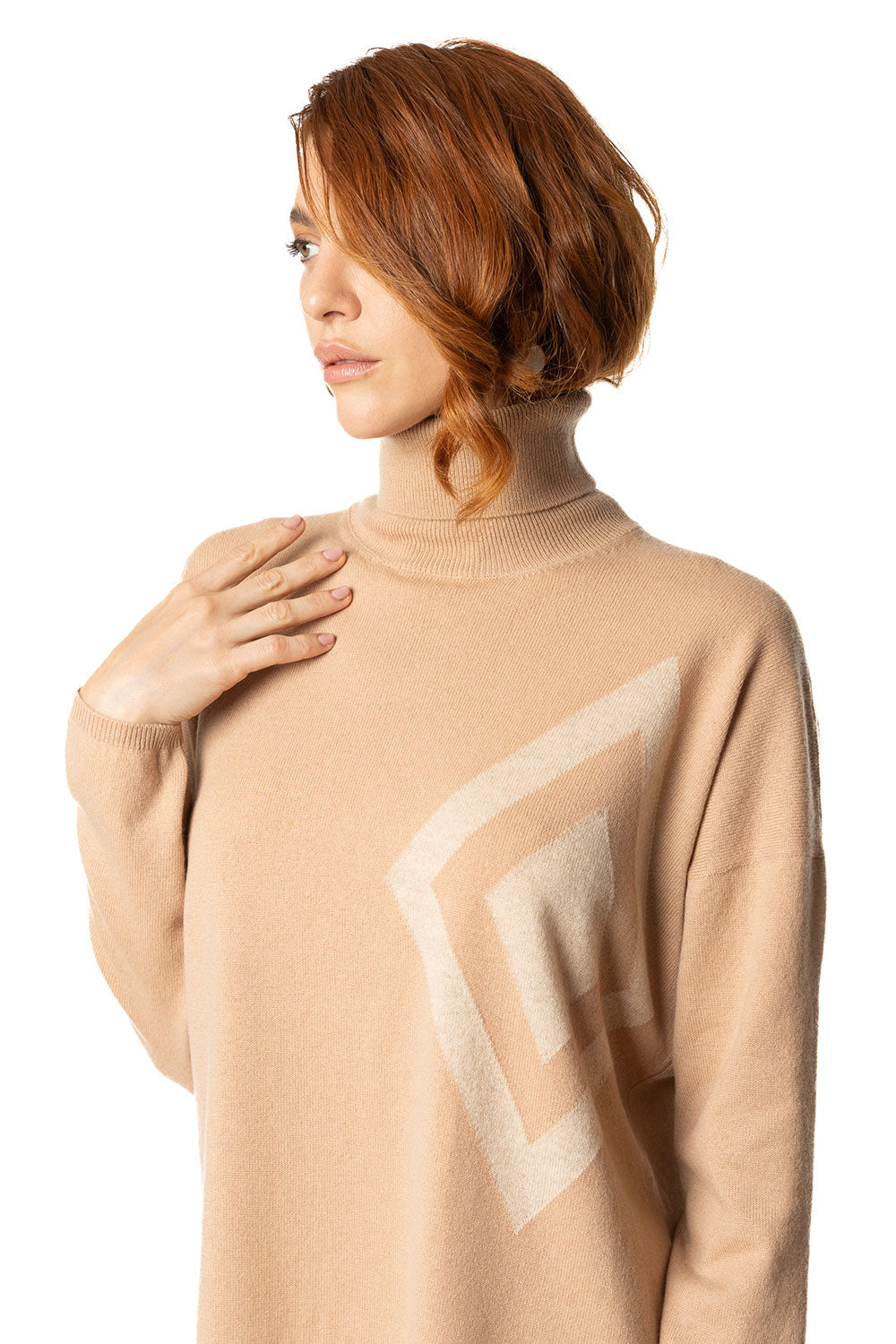 Dolcevita da donna in cashmere beige