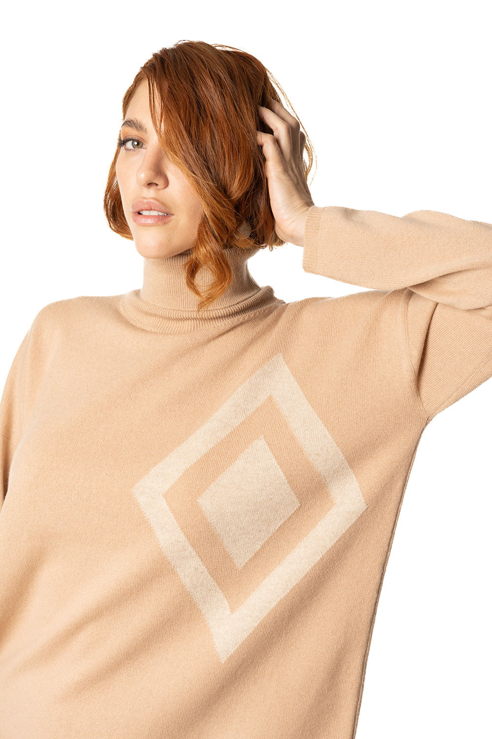 Dolcevita da donna in cashmere beige