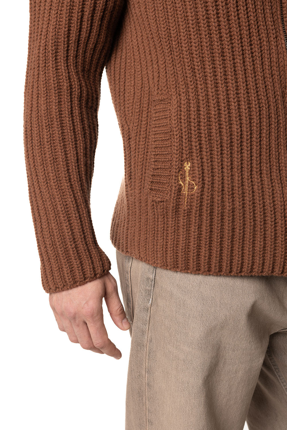 Blouson da uomo in cashmere marrone