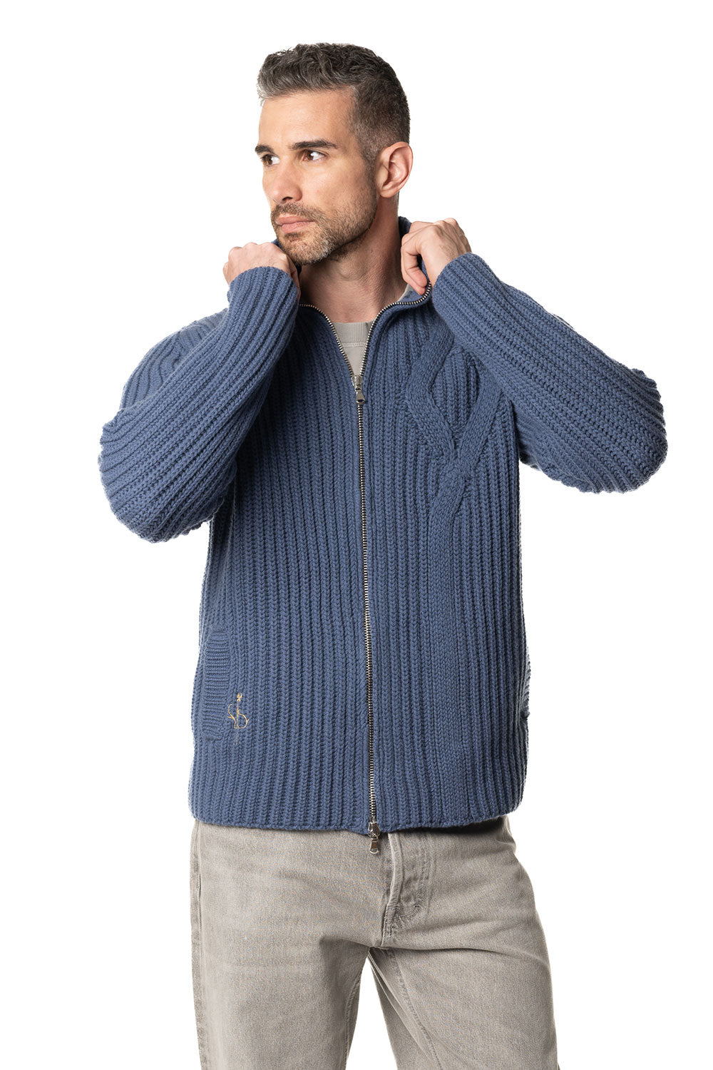 Blouson da uomo in cashmere blu