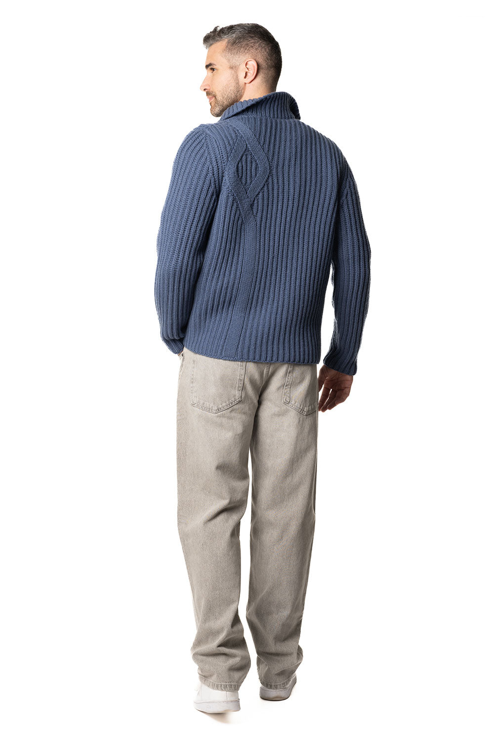 Blouson da uomo in cashmere blu