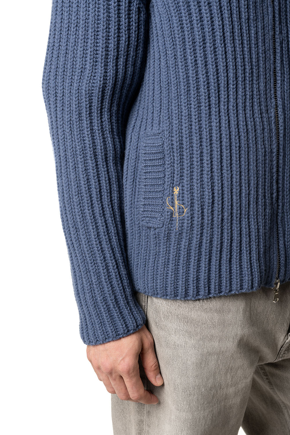 Blouson da uomo in cashmere blu