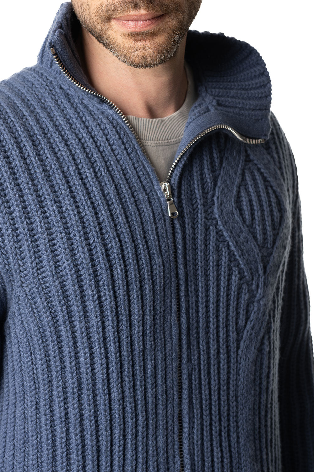 Blouson da uomo in cashmere blu