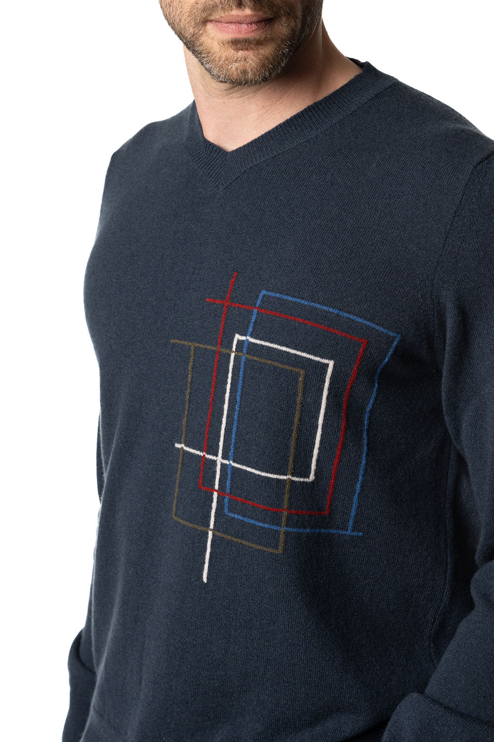  Maglione da uomo con scollo a V in cashmere 