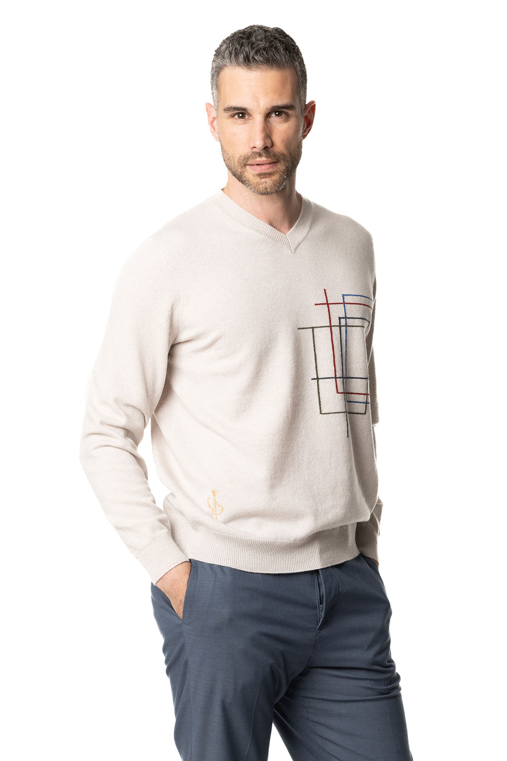  Maglione da uomo  in cashmere scollo a V