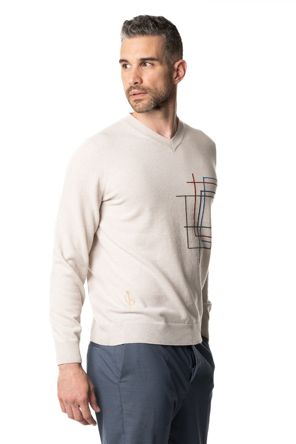  Maglione da uomo  in cashmere scollo a V