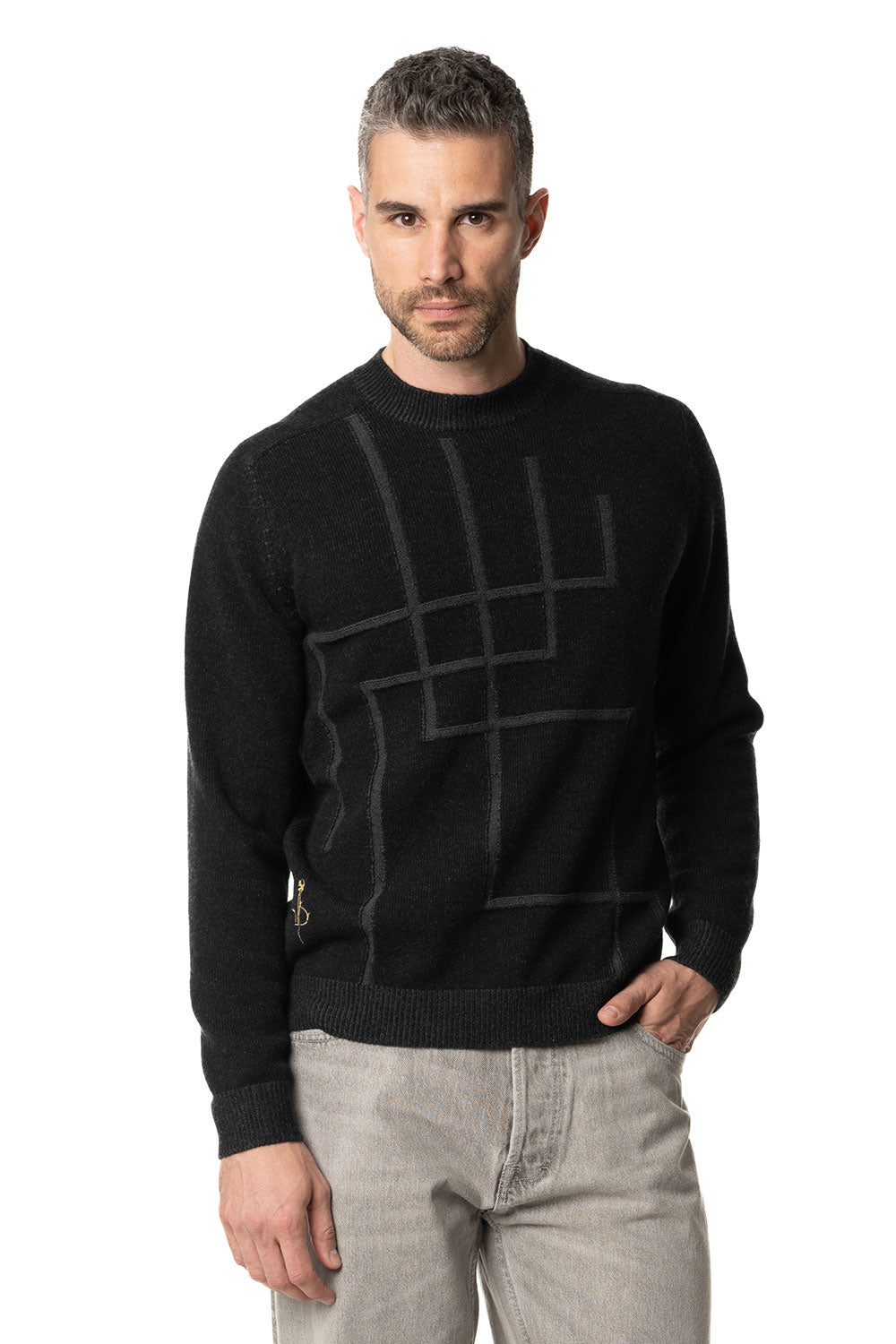 Girocollo in cashmere da uomo nero