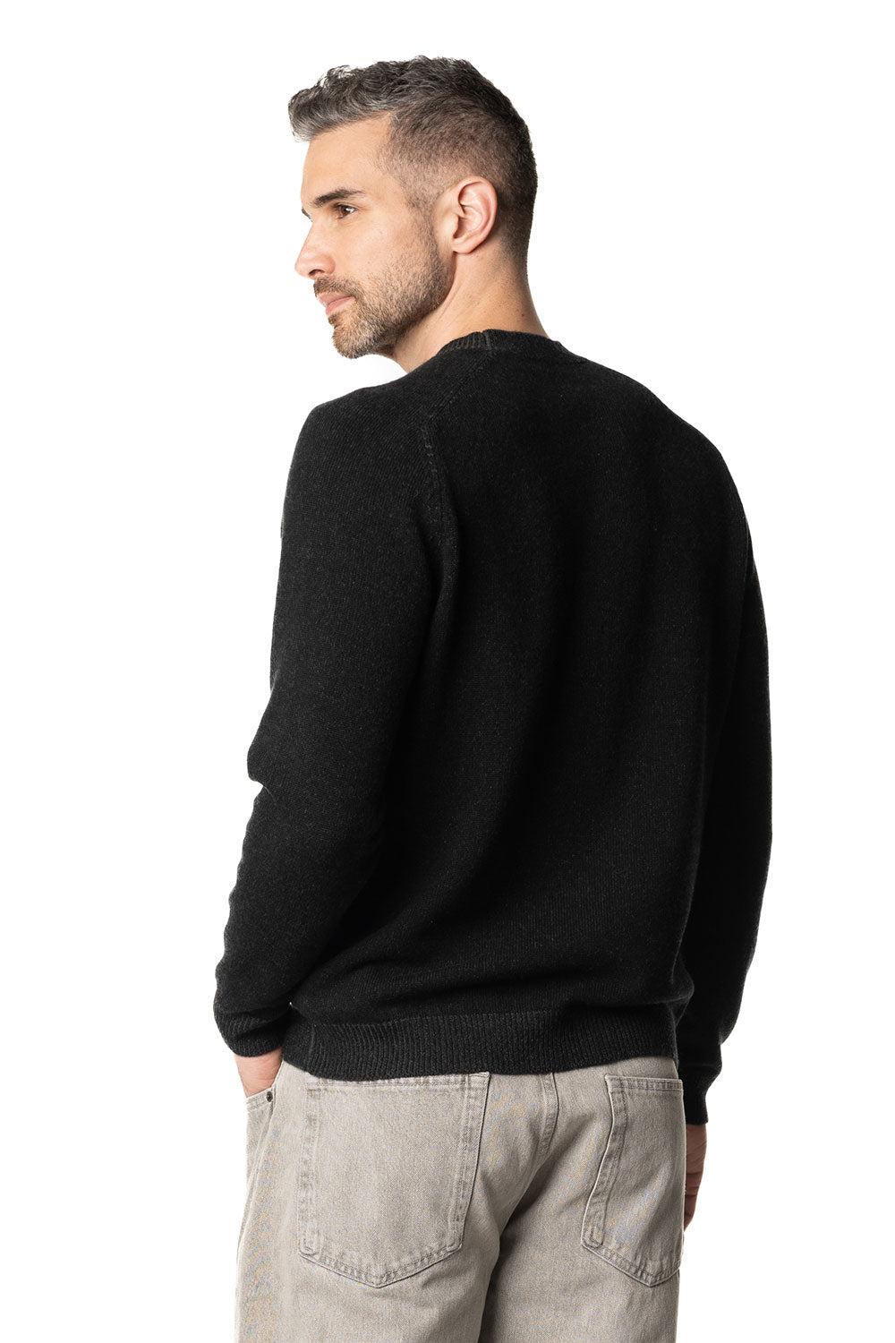 Girocollo in cashmere da uomo nero