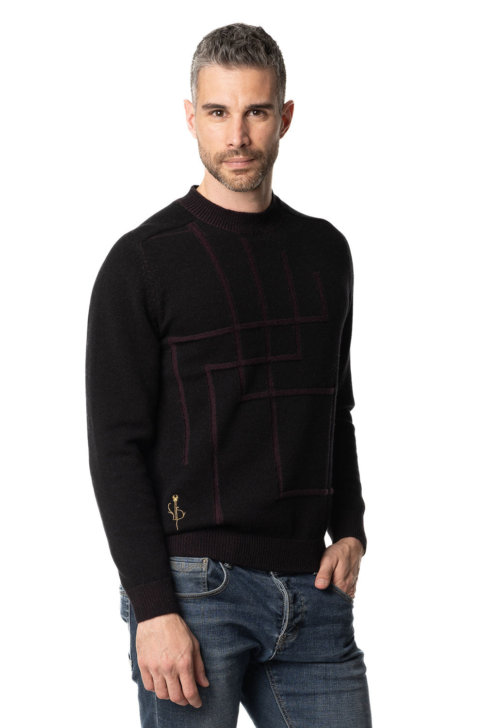 Girocollo in cashmere nero da uomo