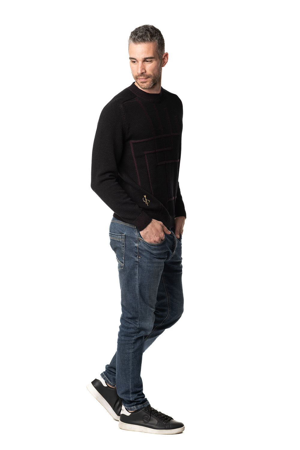 Girocollo in cashmere nero da uomo