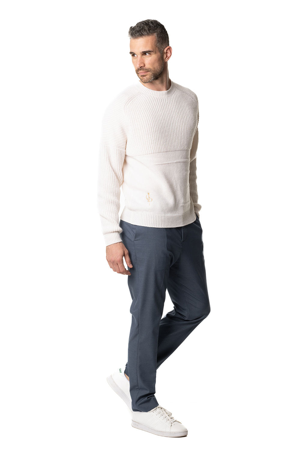 Girocollo in cashmere da uomo bianco