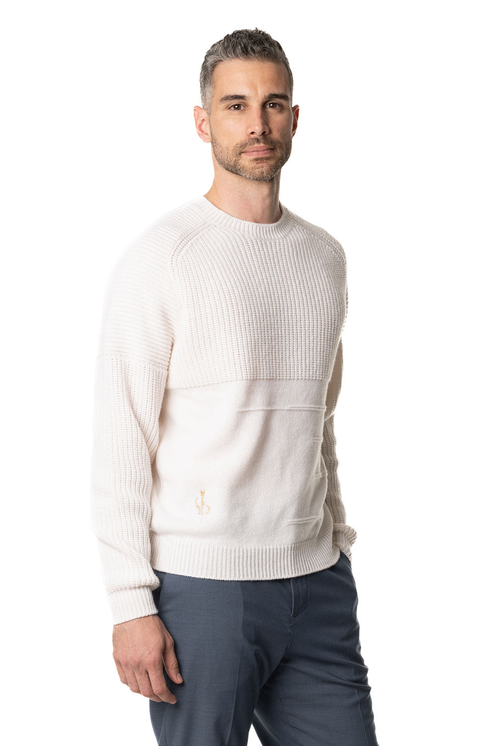 Girocollo in cashmere da uomo bianco