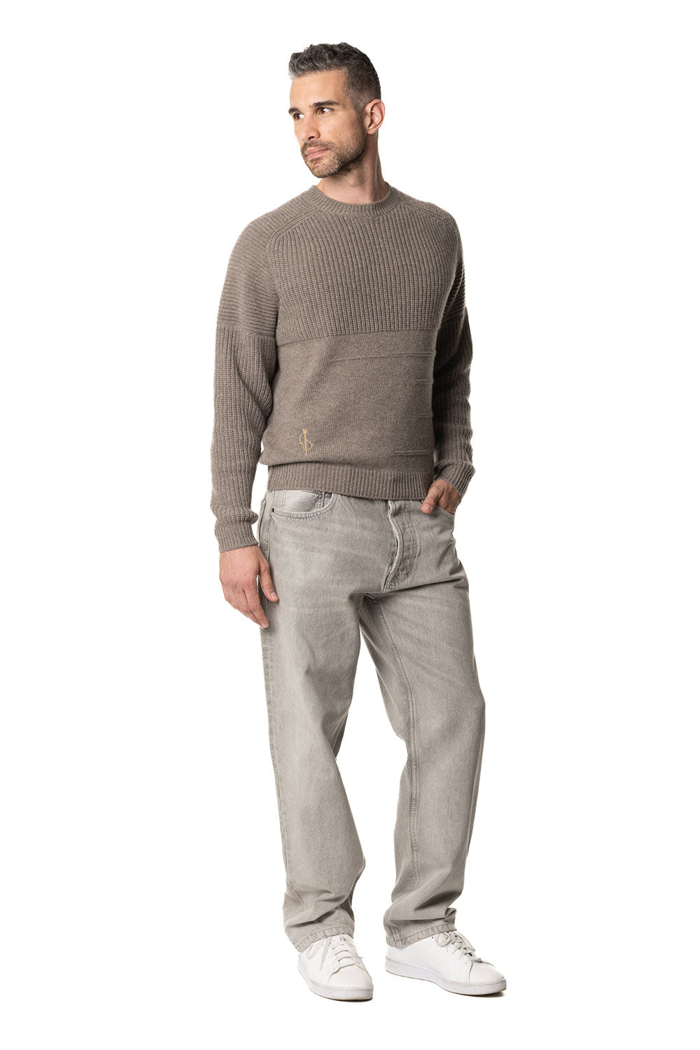 Girocollo in cashmere da uomo beige