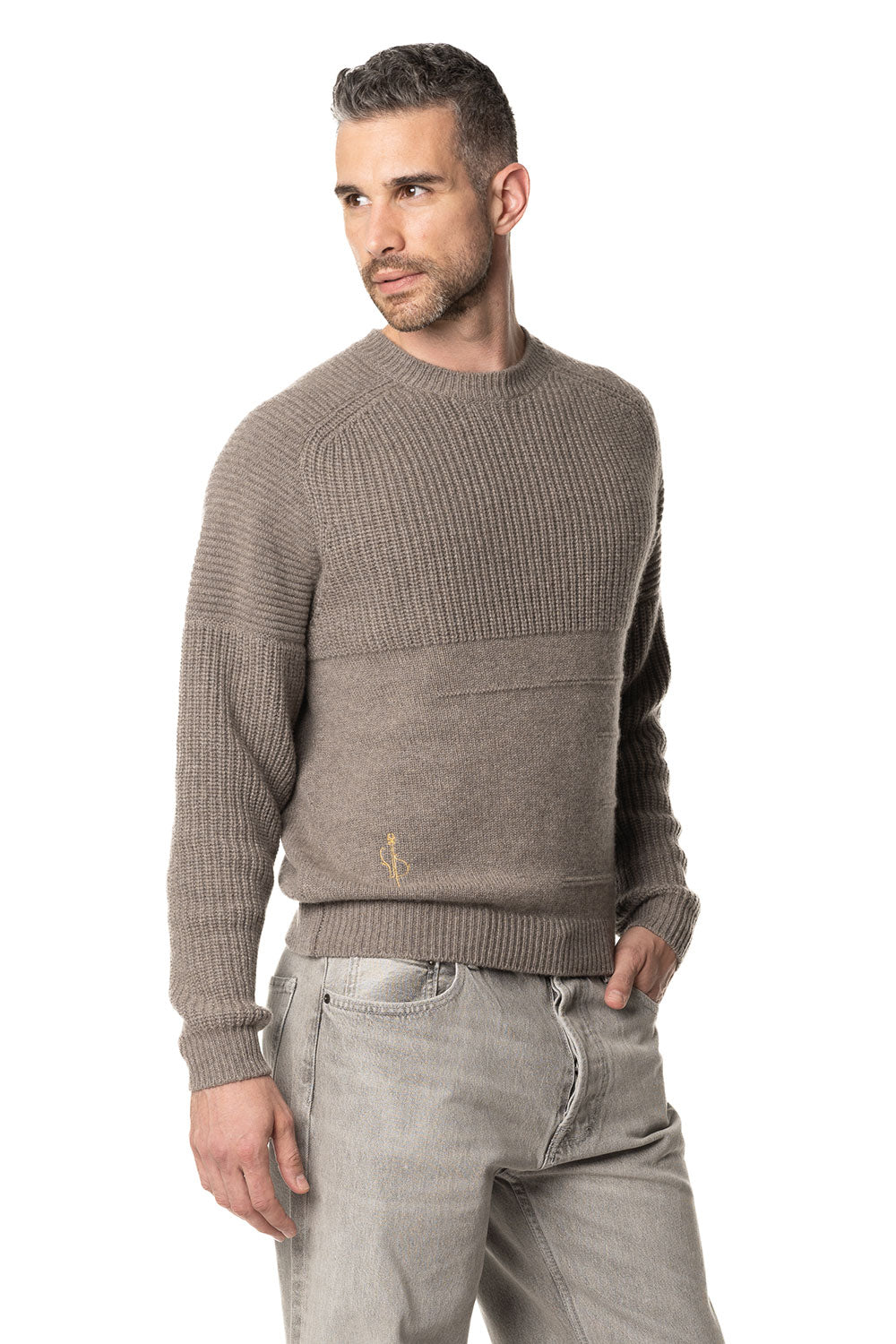 Girocollo in cashmere da uomo beige