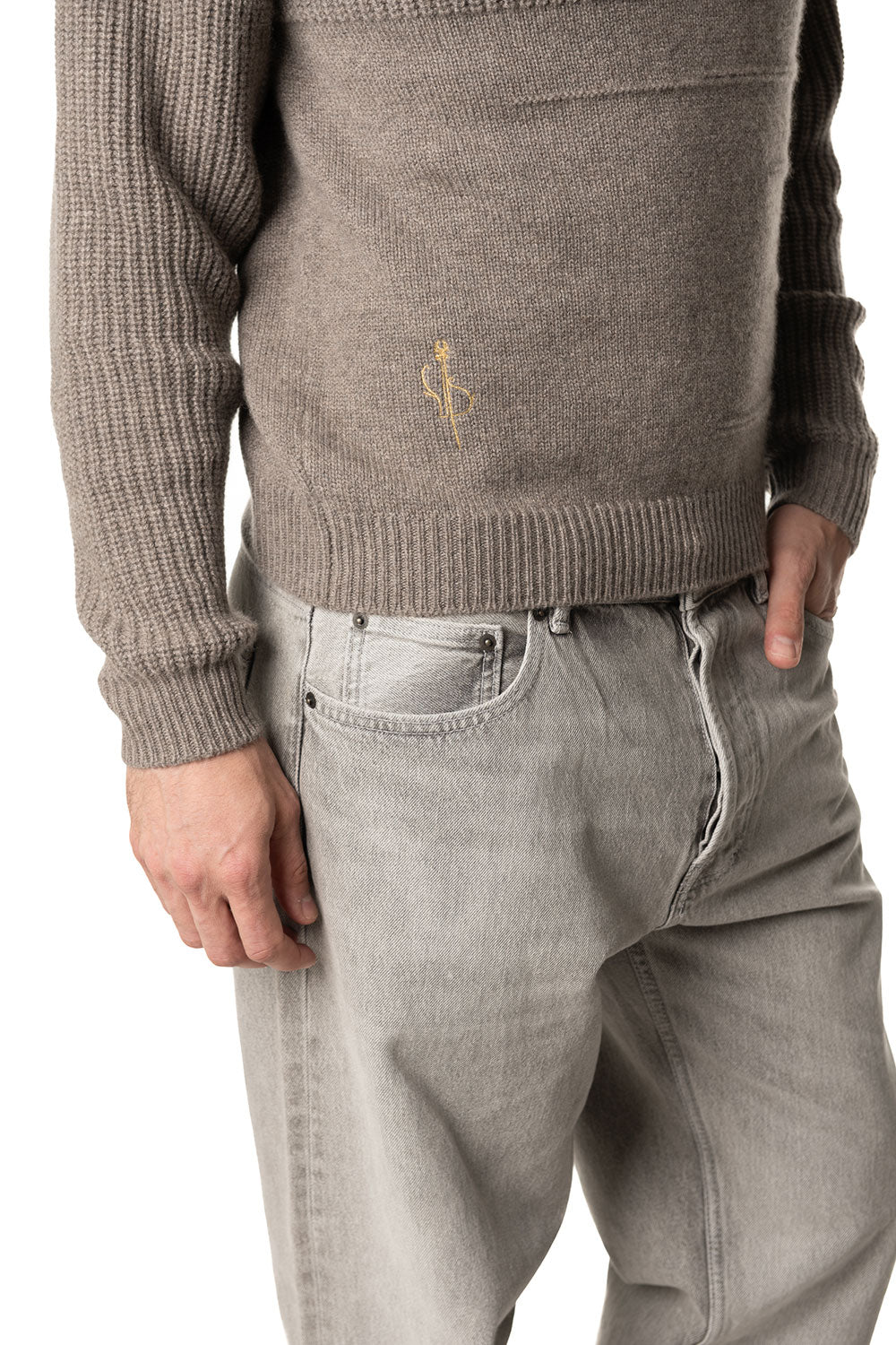 Girocollo in cashmere da uomo beige