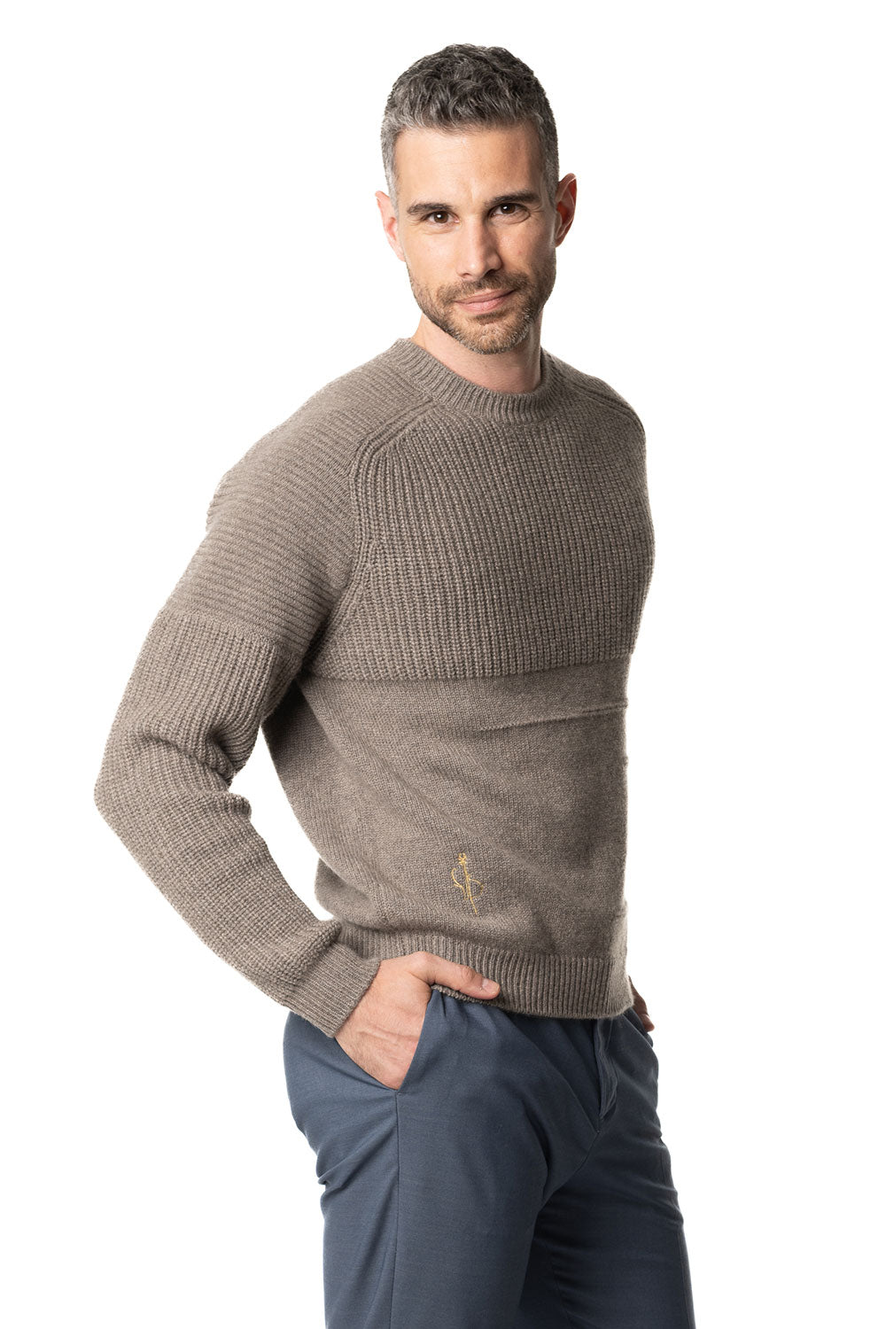 Girocollo in cashmere da uomo beige